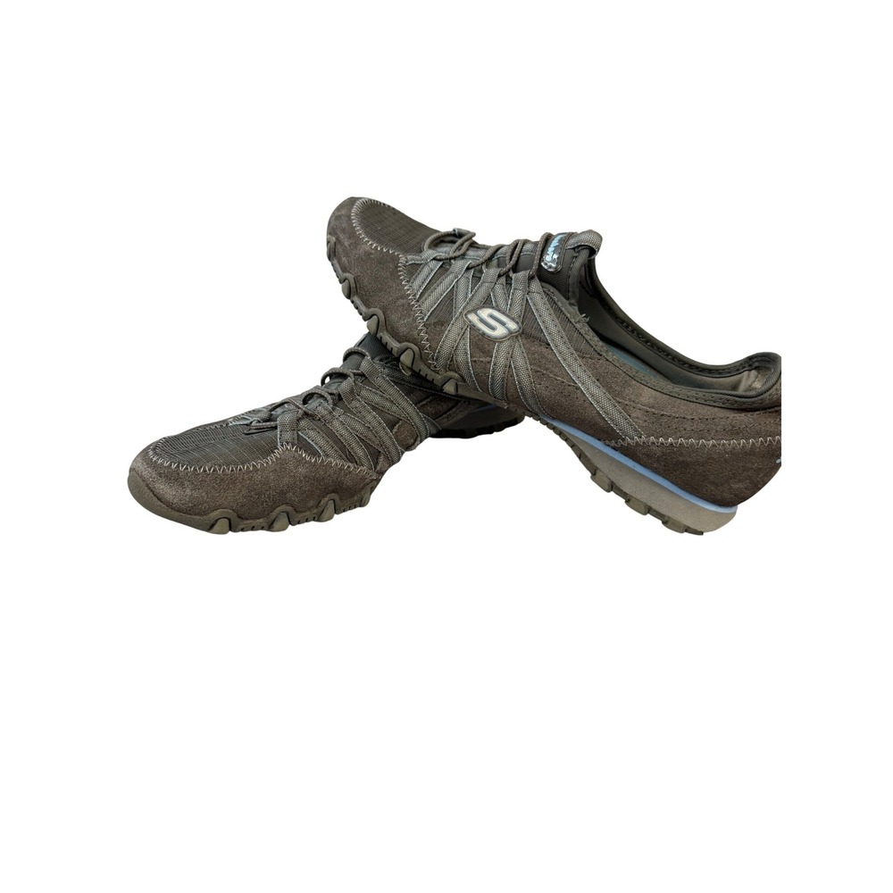 Skechers Bikers Brown Suede Mesh Bungee Slip On Sneakers Womens Shoes‎